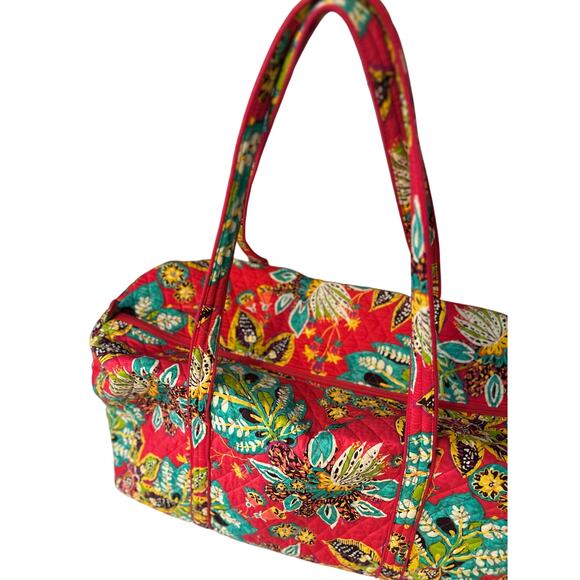 Vera Bradley Bag Red Multi Floral Quilted Duffle Weekender Travel Bag - Picture 6 of 14